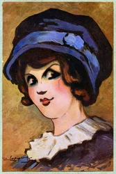 Literatura. Teatro. A actriz francesa Eve Lavalliere. Ilustração de Daniel de Losques em: Je Sais Tout (revista), França, Out.