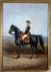 Retrato equestre do General Georges Boulanger (1837-1891), político Pintura de Daniel Alexander Williamson (1822-1903) Sol do século XIX. 0,36 x 0,25 m Paris, Musee Carnavalet