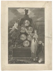 Alegoria de Vrede van Amiens, 1802 A paz geral por equilíbrio de bravura março 1802 (título no objeto)
