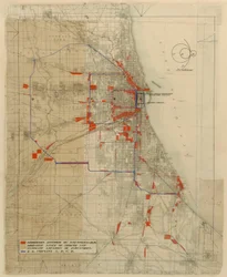 Plano de Chicago, Chicago, Illinois, Diagrama de Circuitos Ferroviários, 1909.