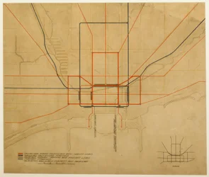 Placa 75 do Plano de Chicago, 1909: Chicago. Diagrama da cidade, mostrando o sistema completo...