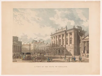 Gezicht op de Bank of England, Londen
Uma visão do Banco de Inglaterra (título sobre o objecto)