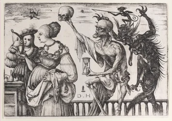 A morte e o diabo surpreendendo duas mulheres