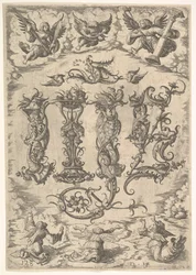 Monograma IHS cercado por seis anjos, ca. 1485-1536.
