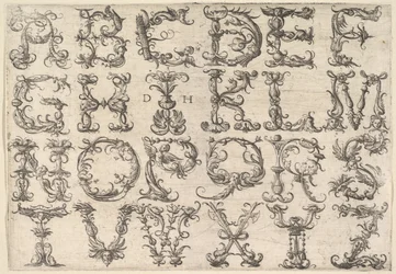 Alfabeto romano majestoso ornamentado, ca. 1520