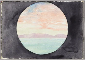 Baía de Túnis através da vigia do navio a vapor Fürst Bismark, Tunísia, norte da África, esboço de viagem
