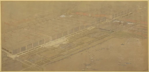 Placa 114 de The Plan of Chicago, 1909: Chicago. Proposta de Boulevard e Parkway na Michigan Avenue e Pine Street
