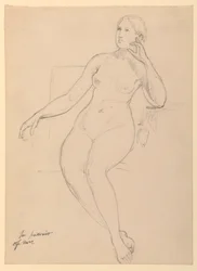 Desenho, Nu feminino sentado, 1870-80