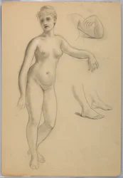 Desenho, Nu feminino em pé, setembro, 1860-70