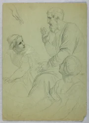 Desenho, Rei e duas mulheres, Separ, ca. 1845