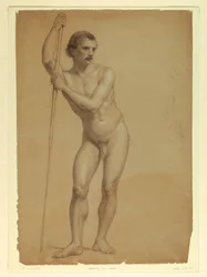 Desenho, Nu masculino em pé, dois S, 1866