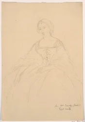 Desenho, Sra. Sheppard Gandy sentada; Verso: Esboço de linhas, 1859