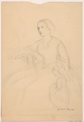 Desenho, Sra. Sheppard Gandy sentada; verso: Sra. Sheppard Gandy sentada, 1859