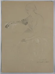 Desenho, Sra. William Wright e criança, 1857