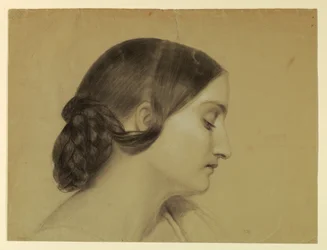 Desenho, Perfil de uma mulher com um nó entrançado, ca. 1845
