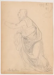 Desenho, Mulher vestida estendendo a mão, segundo Mariotto Albetinelli, 1844