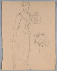Desenho, Esboço para um retrato de Bella Worsham, 1878