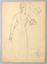 Desenho, Esboço para um retrato de Bella Worsham, 1878