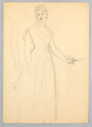 Desenho, Esboço para um retrato de Bella Worsham, 1878