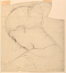 Desenho, Estudo para "Rapariga Romana", Cabeça de Mulher, 1841