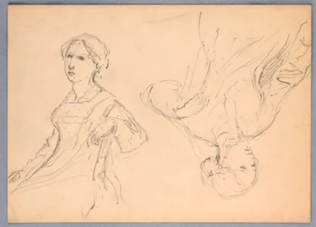 Desenho, Mulher sentada, dois estudos, 1870
