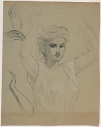 Desenho, Mulher com as mãos levantadas A, 1844-45