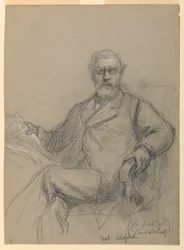 Inglês:  Desenho, Carl Schurz Seated Readin, 1899