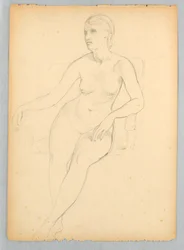 Estudo nu sentado para retrato de Helen Hamersley