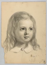 Estudo da cabeça da criança para "Christiana and Her Children"