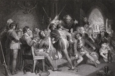 O Salão de Glennaquoich - uma Festa das Terras Altas, gravada por P. Lightfoot, de &39;Waverly&39; por Sir Walter Scott (1771-1832)