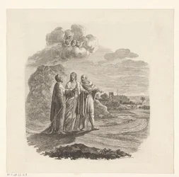 Cleopas e Pedro encontram Cristo no seu caminho para Emaús