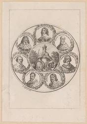 Germania com os retratos do imperador Fernando III e de seis príncipes-eleitores da época da Guerra dos Trinta Anos