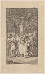 O rapto de Miss West durante uma pastoral de Molière num bosque, prancha 15 de «Vida, observações e opiniões de Johann Bunkel»