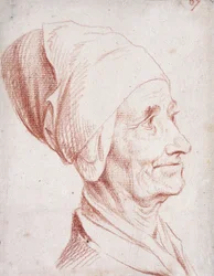 Retrato de um homem dito ser Voltaire, busto pequeno, de perfil,