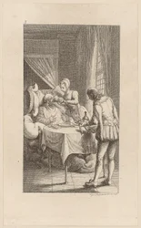 Gravura de cobre da capa de «Gil Blas de Santillana», volume 1