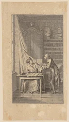Gravura de frontispício para «Leben, Thaten und Meinungen des Dr. J. Peter Menadie», de Weber, primeira parte