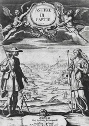 Astree e Celadon, ilustração de &39;Astree&39; por Honoré d&39;Urfe (1557-1625)