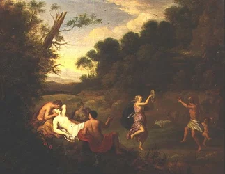 Revelação Bacchic numa Paisagem arborizada
