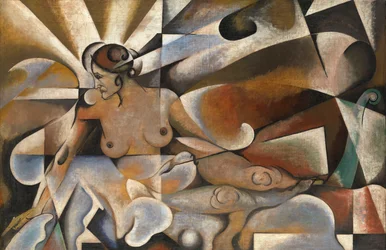 Femme Cubiste, de Baranov-Rossine, Vladimir Davidovich (1888-1942). Óleo sobre tela, c. 1920. Dimensão : 101x153,5 cm. Colecção Particular