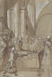 Raymond Diocrès falando durante seu funeral da vida de São Bruno de Colônia, 1628-29.