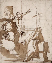 A Preparação do Desenho de Anunciação de Daniele Crespi (1598-1630) Colecção Marcora do século XVII
