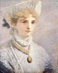 Garota de branco por Daniele Ranzoni (1843-1889)