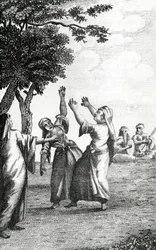 Meninas Dançantes no Egito, tiradas de Niebuhrs Viaja pela Arábia e outros países do Oriente, em 1792