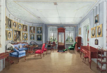 Galeria de imagens de sala de desenho interior, c.1835 (wc com guache sobre papel)
