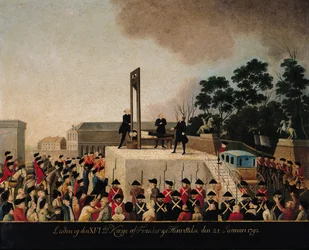 A execução de Luís XVI (1754-93) 21 de janeiro de 1793 (óleo sobre cobre)