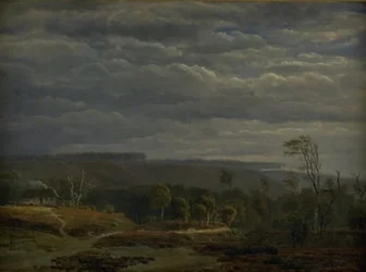 Uma vista de uma paisagem arborizada na Jutlândia