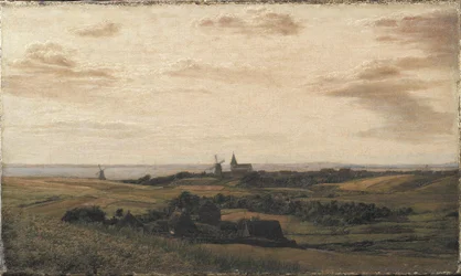 Uma vista para Assens em Funen. Ao longe a costa de Schleswig