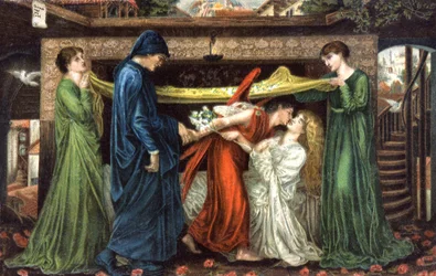 Dante Alighieri encontra-se com Beatrice, ca 1900 (cartão postal)