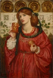 A Taça do Amor - Pintura de Dante Gabriel Rossetti (1828-1882), óleo sobre madeira