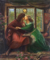 Paolo (Malatesta) (cerca de 1246 ou 1248-cerca de 1285) e Francesca da Rimini (ou da Polenta) (1255-1285) - Representação do personagem de "" La Divina Commedia "" (A Divina Comédia) por Dante Alighieri (1265) - 1321) - Obra de Dante Gabriel Rossetti (1828